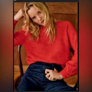 Sezane Louisa Jumper Balloon Sleeve Wool Mohair Sweater Women's Large